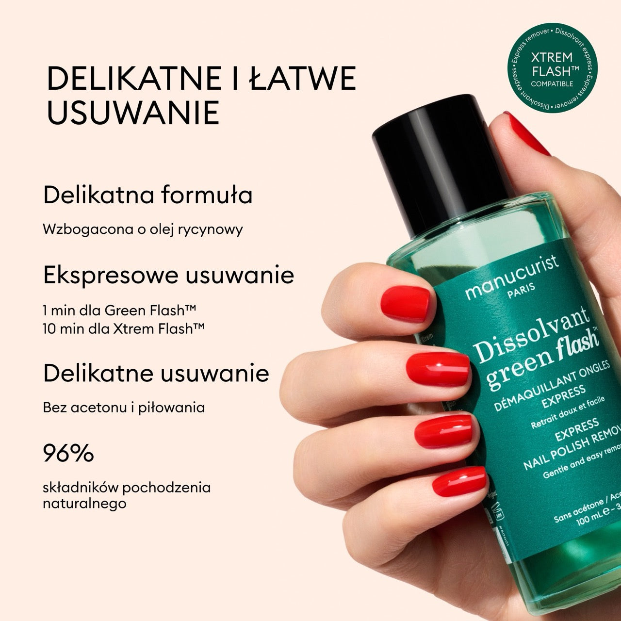 Manucurist Green Flash Dissolvant Doux dissolvant sans acétone 100 ml