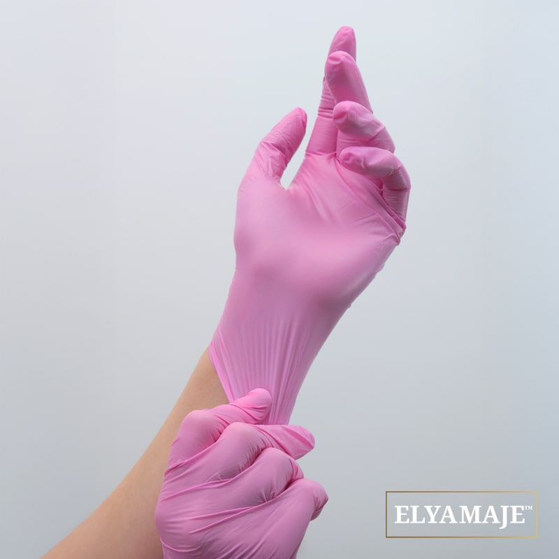 Elyamaje Gants Nitrile Pink gants jetables protection