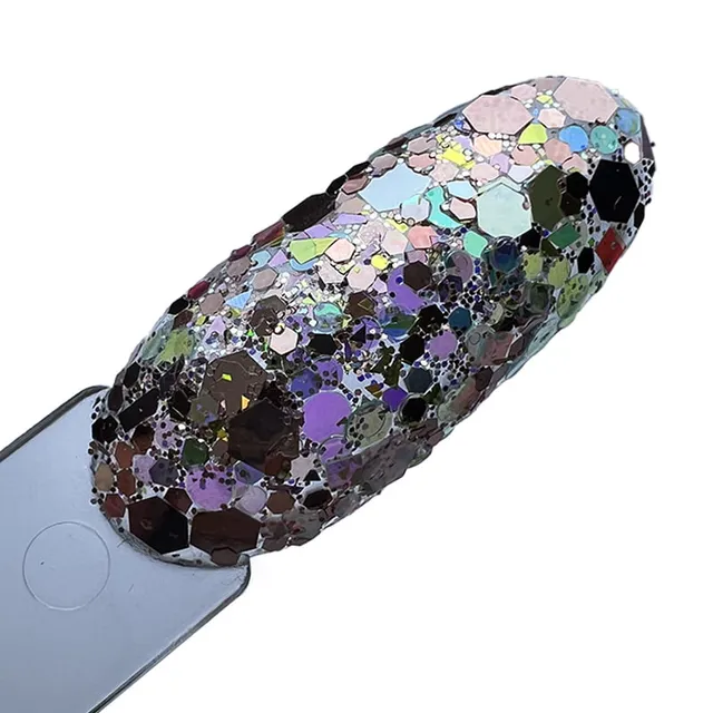 Elyamaje Crystal 8 paillettes ongles argent irisé