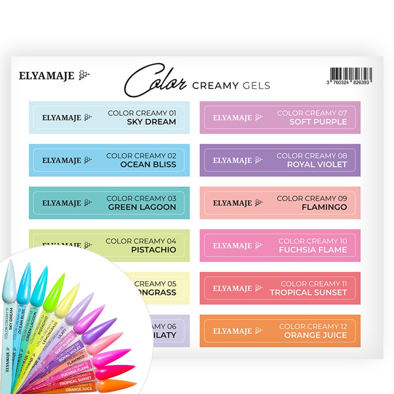 Elyamaje Color Creamy Gels coffret 6 gels construction 20 ml