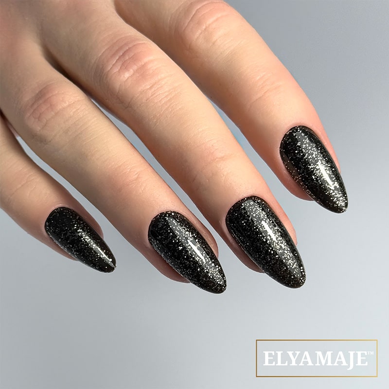 Elyamaje N°154 Black Silver Vernis Semi-Permanent Pailleté