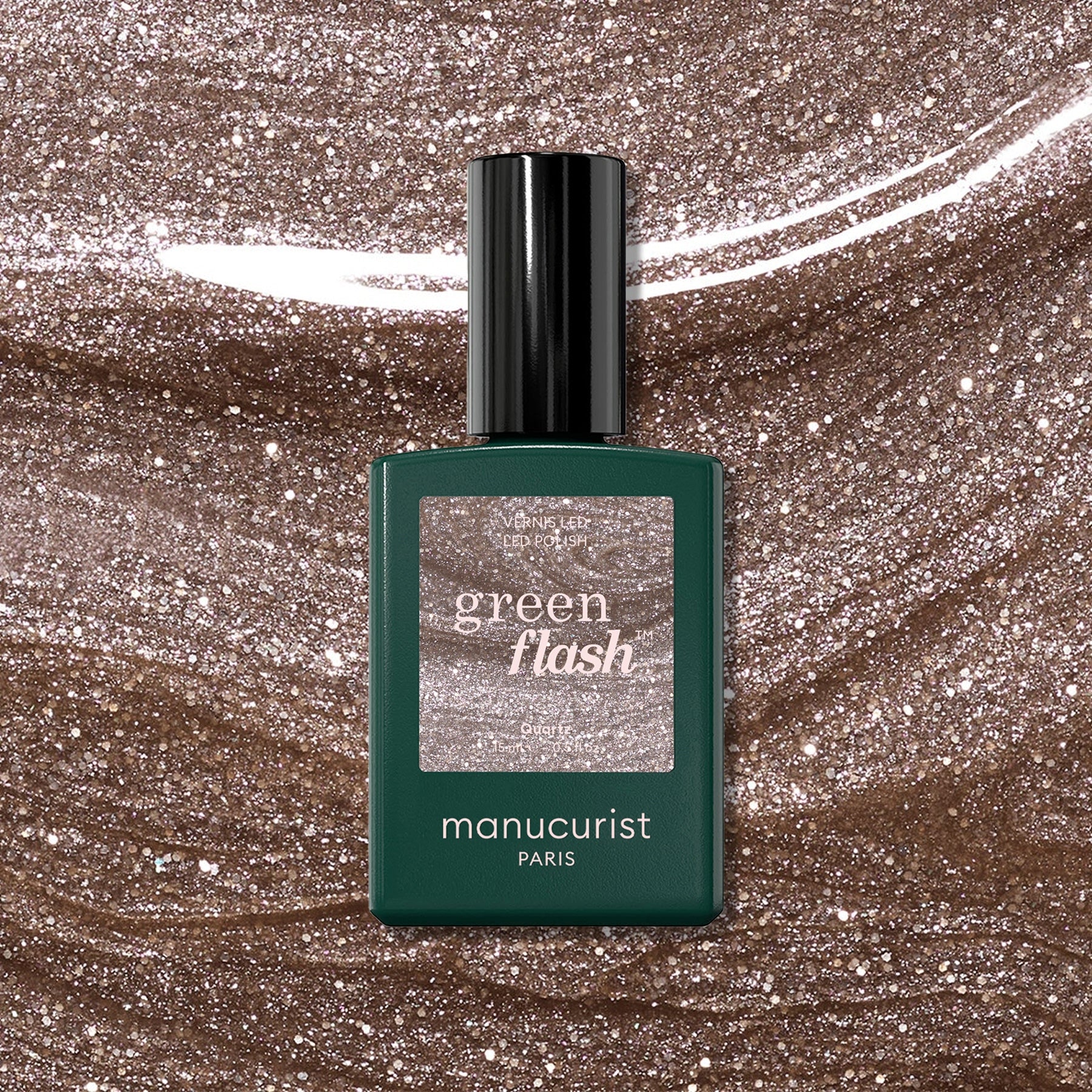 Manucurist Green Flash Quartz vernis semi-permanent marron pailleté