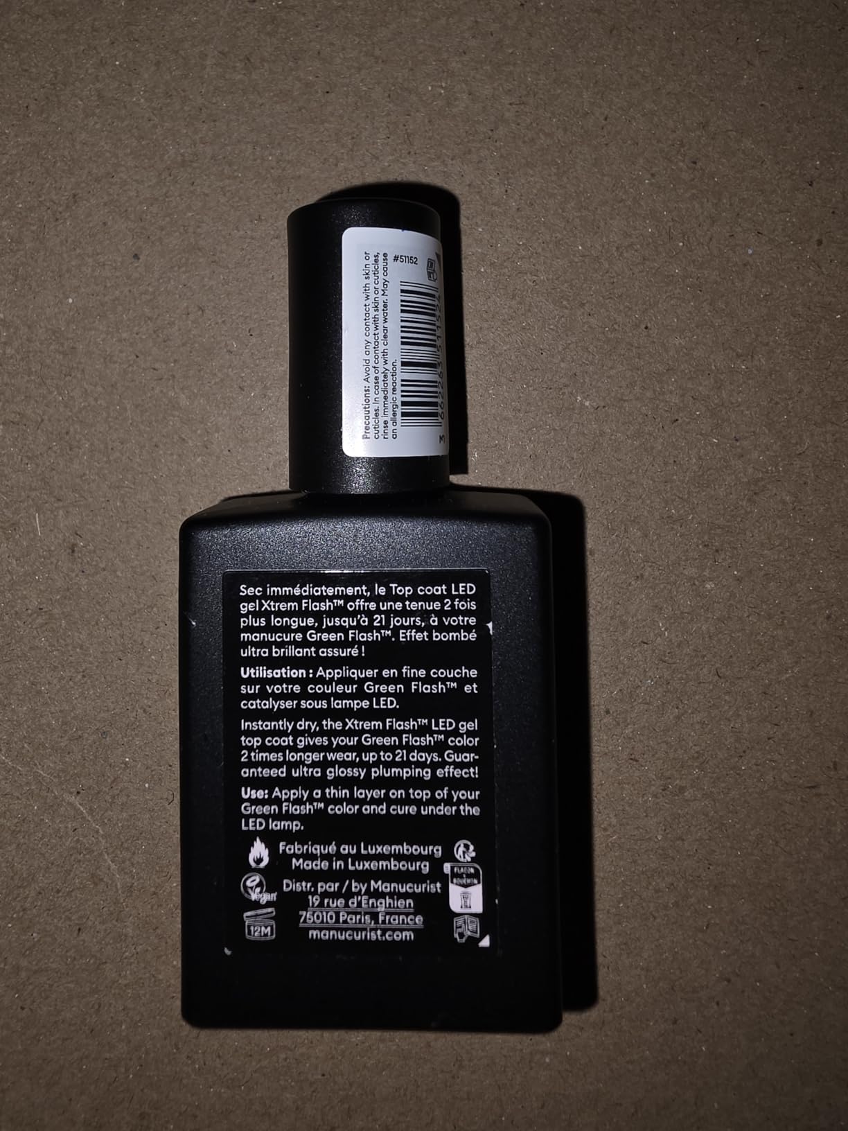Manucurist Xtrem Flash top coat gel semi-permanent brillant