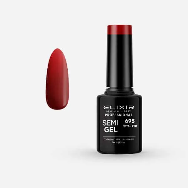 Élixir Semi Gel #695 vernis semi-permanent rouge métal 5ml brillant