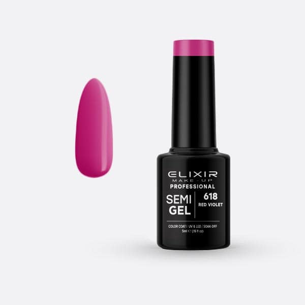 Élixir Semi Gel 618 vernis semi-permanent 5ml rouge violet