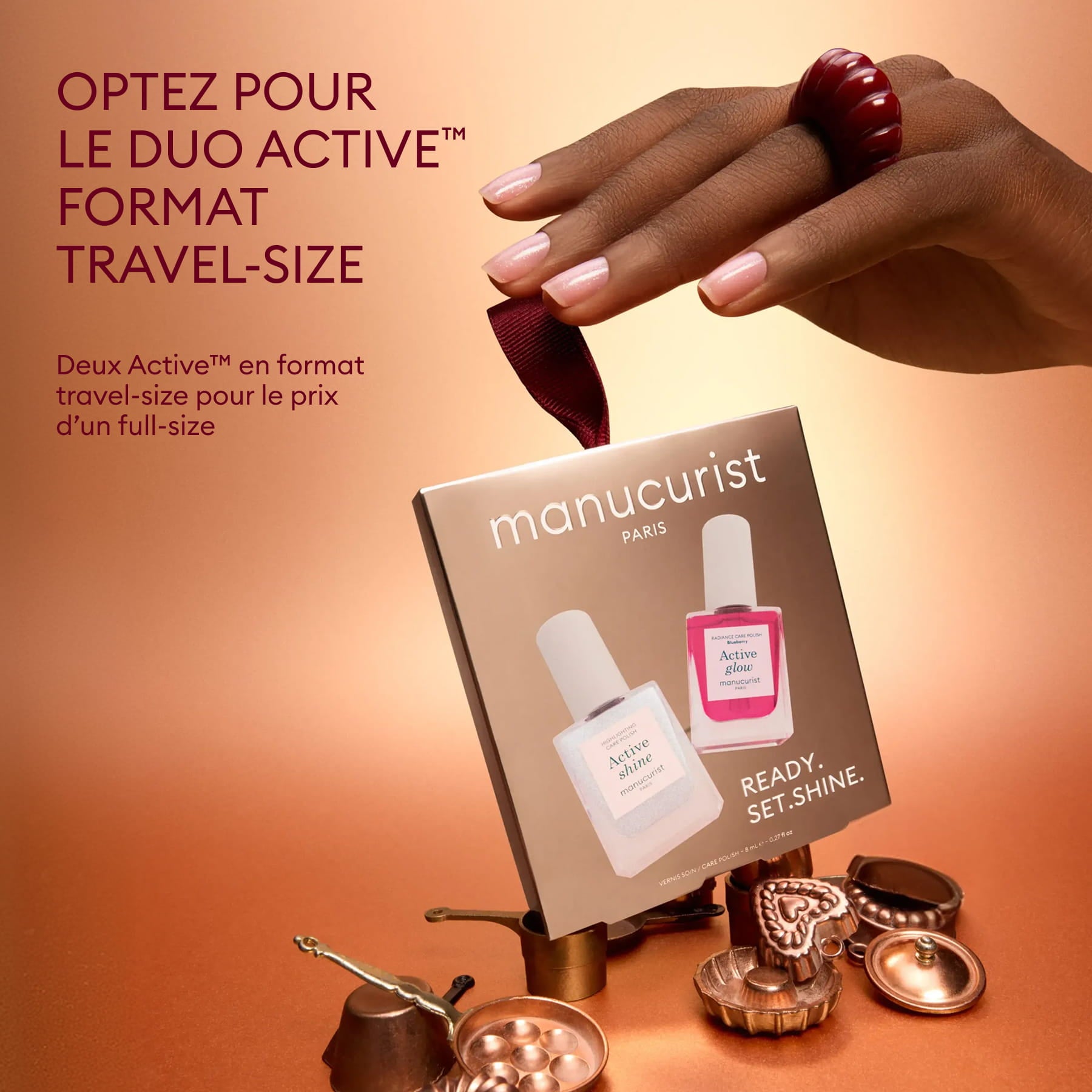 Manucurist Active Glow Blueberry vernis soin gloss rose