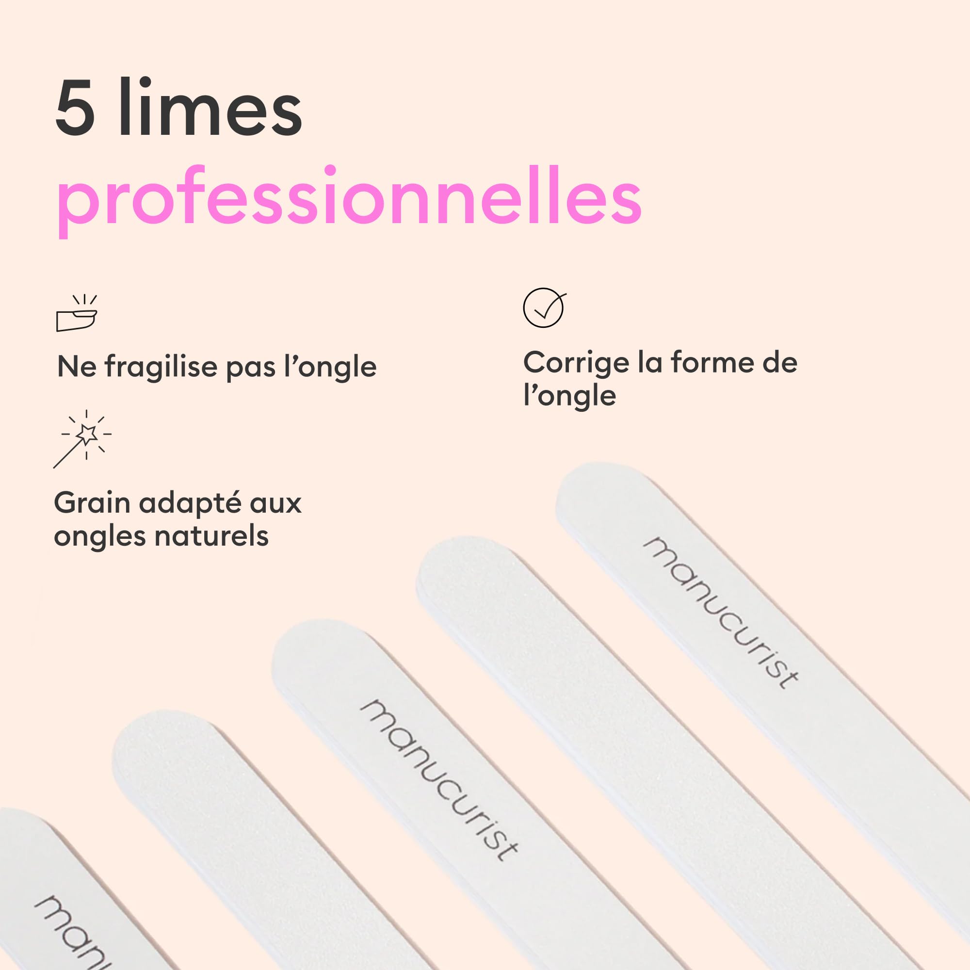 Manucurist 100/180 limes à ongles double face lot de 5