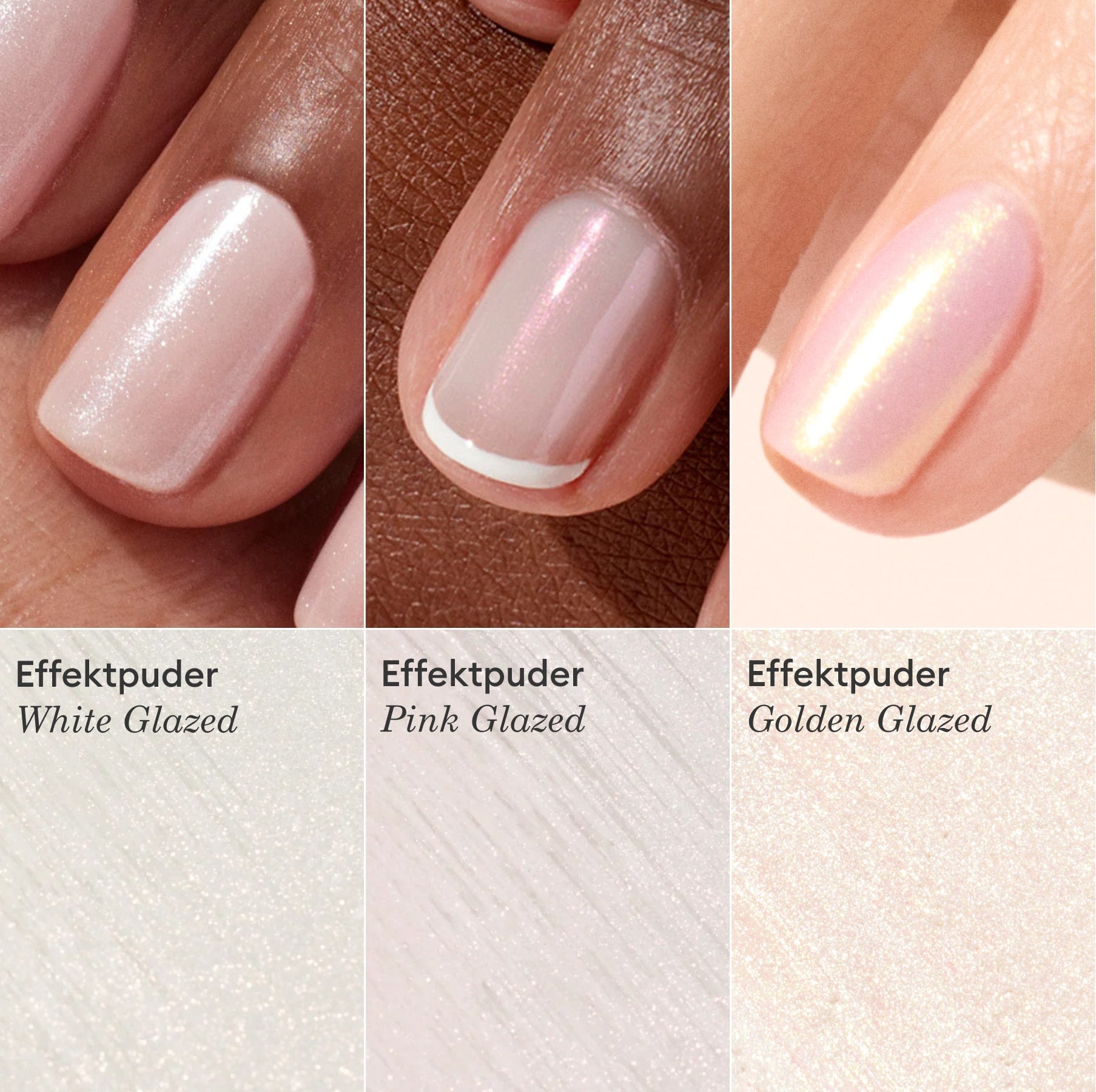 Manucurist Trio White Glazed Pink Golden paillettes nail art