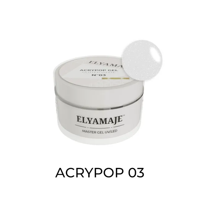 Elyamaje Acrypop Glitter White 03 gel UV pailleté renfort