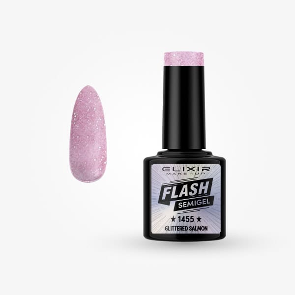 Élixir Semi Gel 1455 vernis semi-permanent saumon pailleté 8 ml