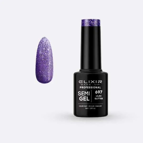 Élixir Semi Gel 697 Vernis Semi-Permanent Lilas Pailleté 5ml