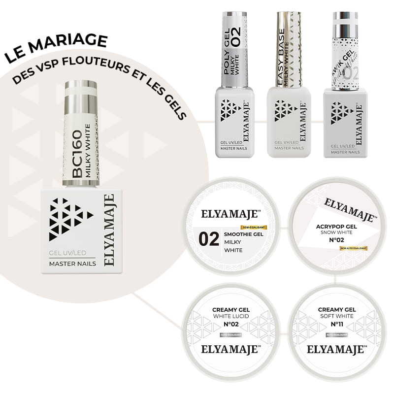 Elyamaje N°160 Milky White vernis semi-permanent laiteux