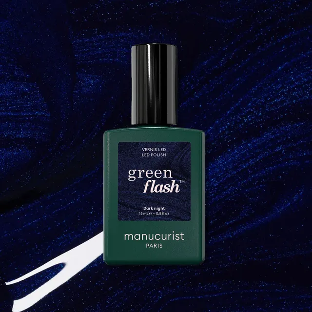 Manucurist Green Flash vernis semi-permanent Dark Night bleu nuit irisé