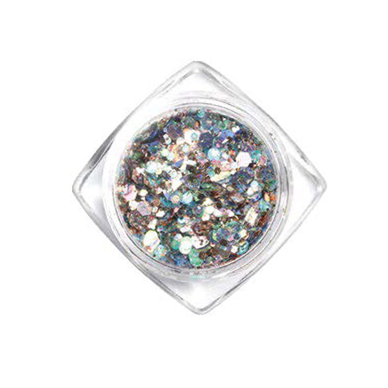 Elyamaje Crystal 8 paillettes ongles argent irisé