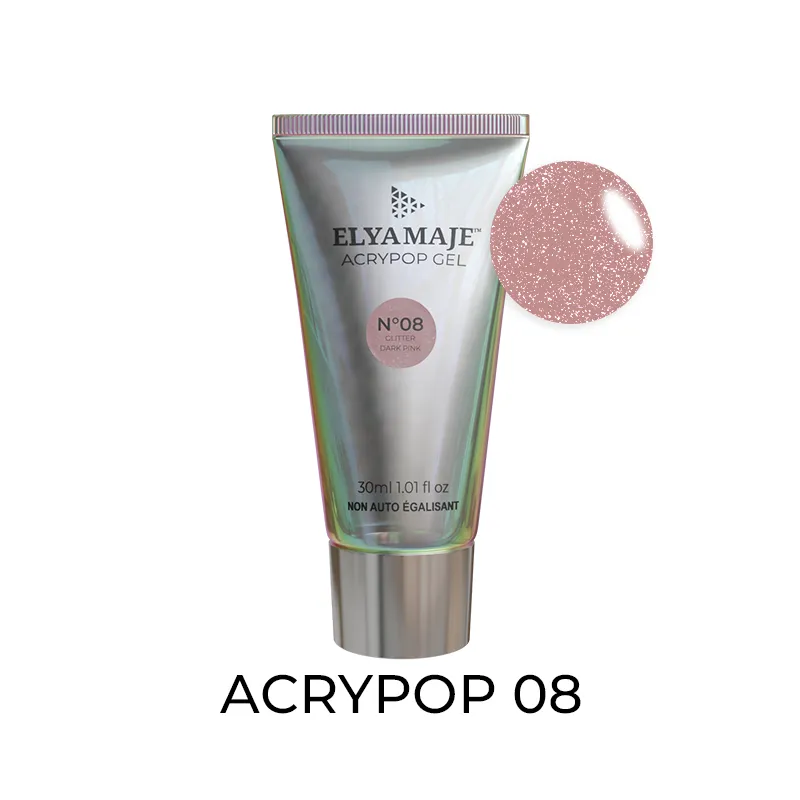 Elyamaje Acrypop n°08 Dark Pink gel UV pailleté tube