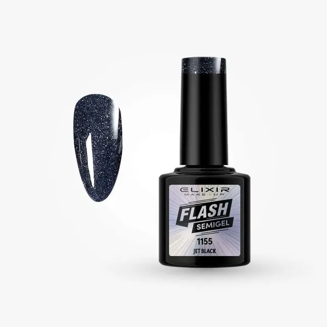 Élixir Flash 1155 vernis semi-permanent Jet Black 8 ml