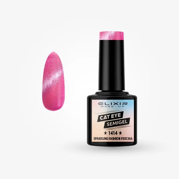 Élixir Semi Gel vernis semi-permanent #1414 fuchsia pailleté 8ml
