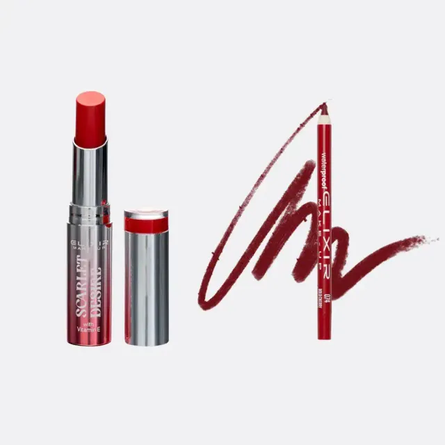 Élixir Scarlet Merlyn coffret lèvres satiné brillant