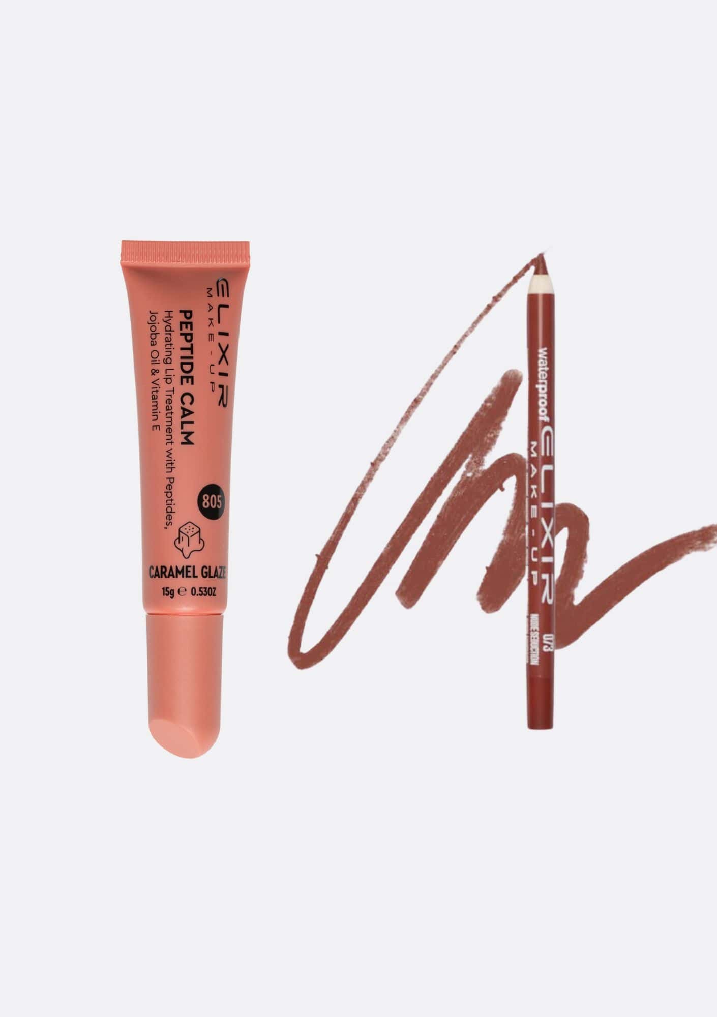 Élixir Peptide Choco Caramel Glaze combo lèvres soin + crayon