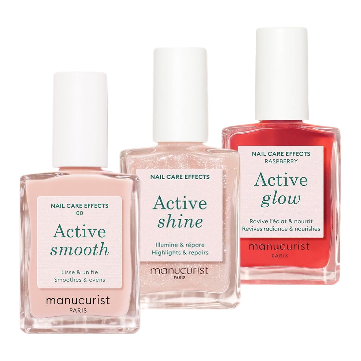 Manucurist Active Trio Smooth 00 Shine Raspberry vernis soin 3x