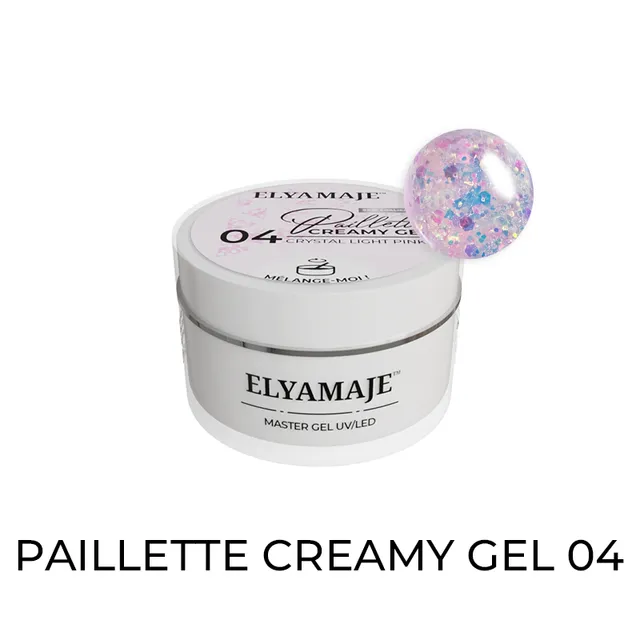 Elyamaje Paillette Creamy Gel Crystal Light Pink 04 gel rose pailleté