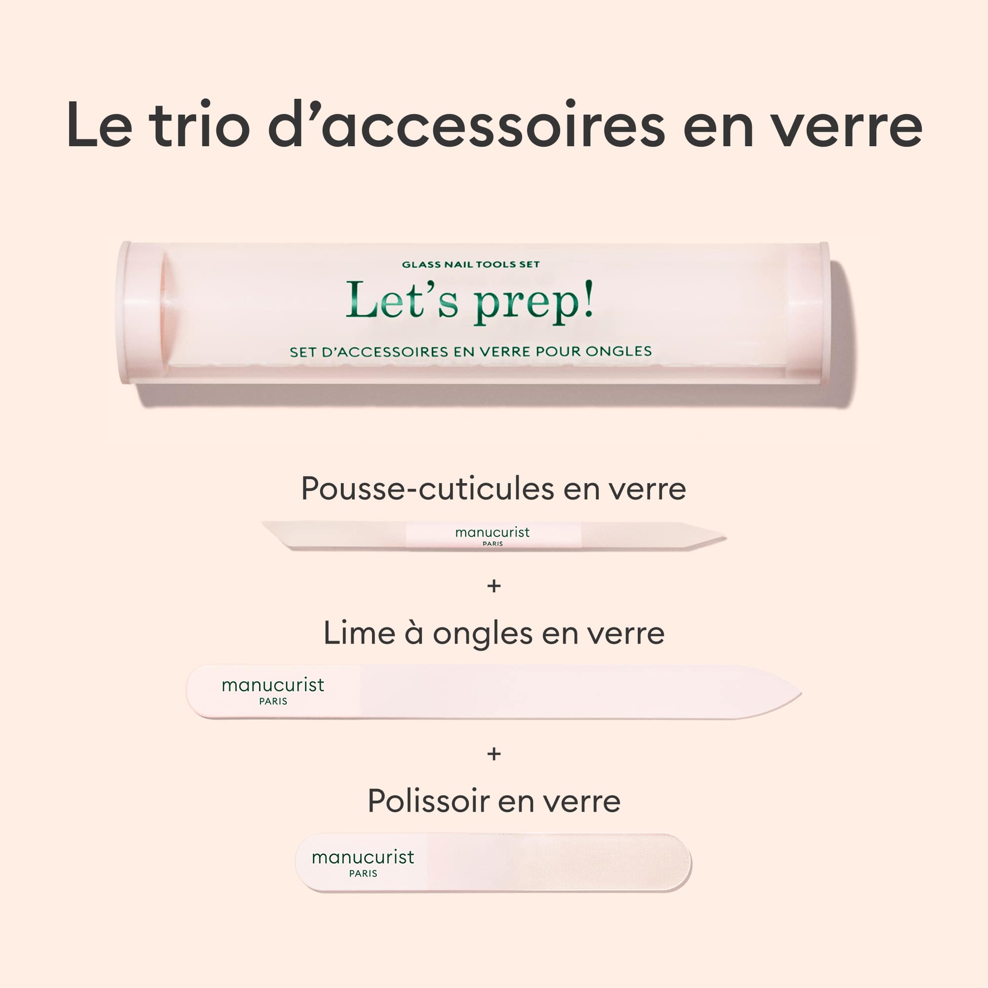 Manucurist Trio Accessoires en verre kit ongles 3 pièces tenue