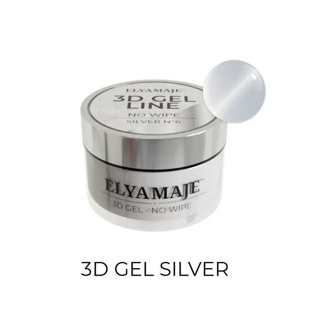 Elyamaje 3D Silver n°6 gel nail art sans résidu