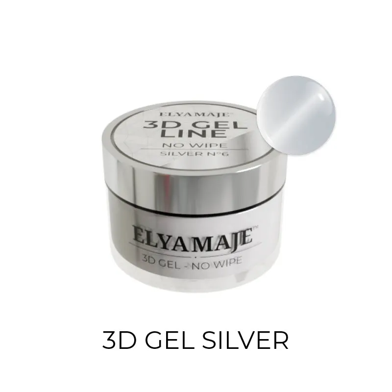 Elyamaje 3D Silver n°6 gel nail art sans résidu