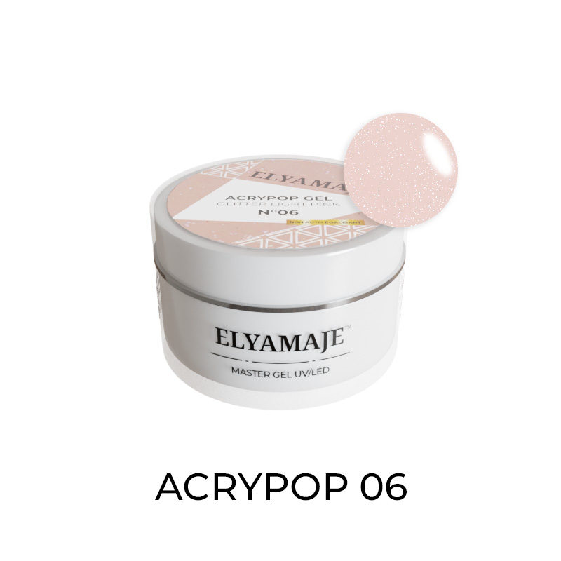 Elyamaje Acrypop n°6 Glitter Light Pink gel UV rose pailleté