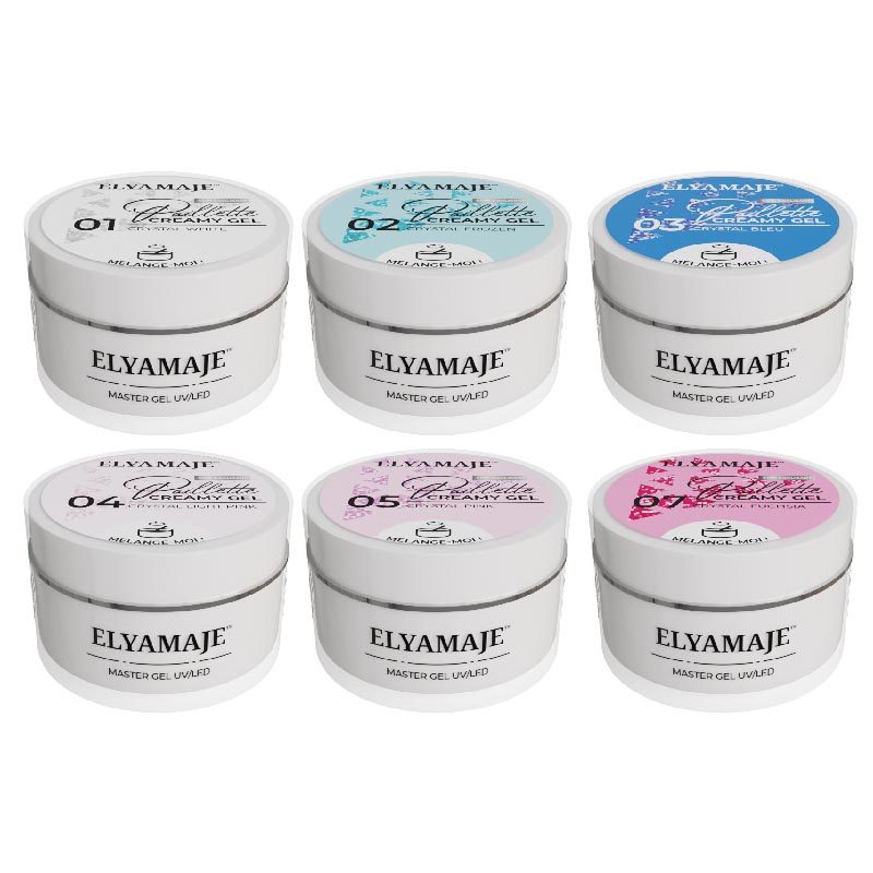 Elyamaje Creamy Gels 2 gel UV pailleté coffret 6x20ml