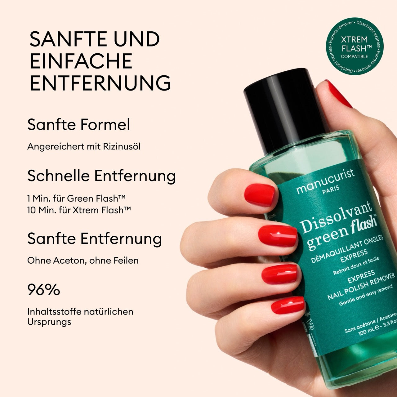 Manucurist Green Flash Dissolvant Doux dissolvant sans acétone 100 ml