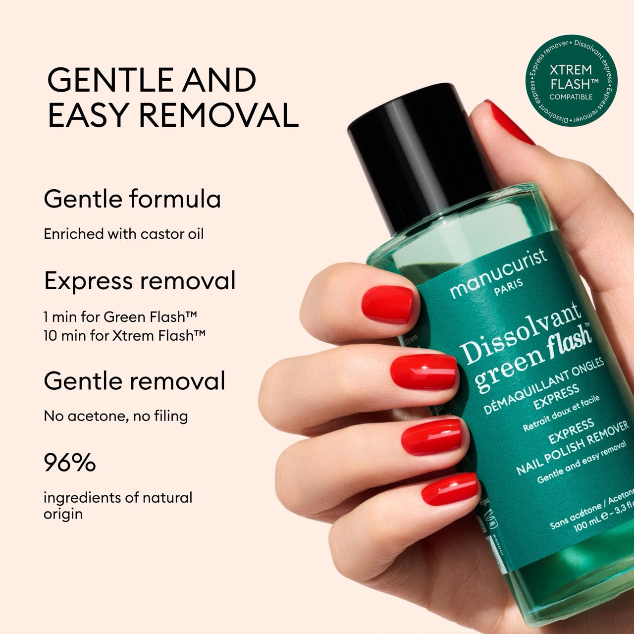 Manucurist Green Flash Dissolvant Doux dissolvant sans acétone 100 ml