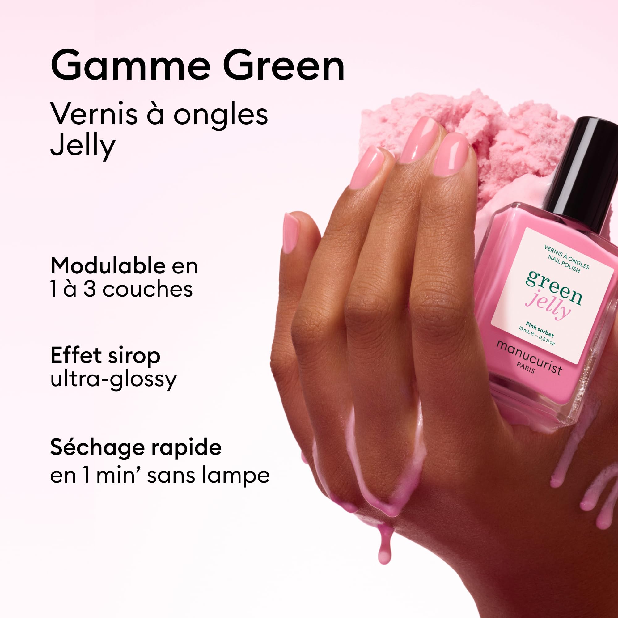 Manucurist Green Jelly Pink Sorbet vernis translucide 15 ml