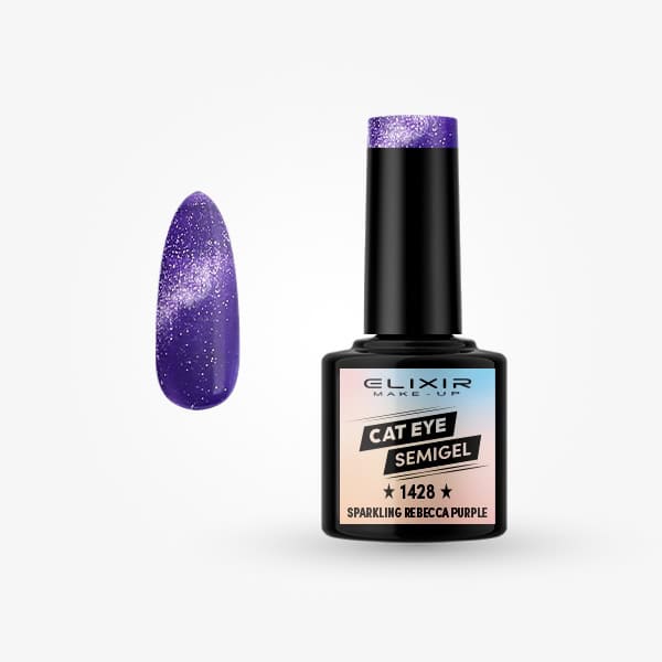 Élixir Semi Gel 1428 vernis semi-permanent 8ml violet pailleté