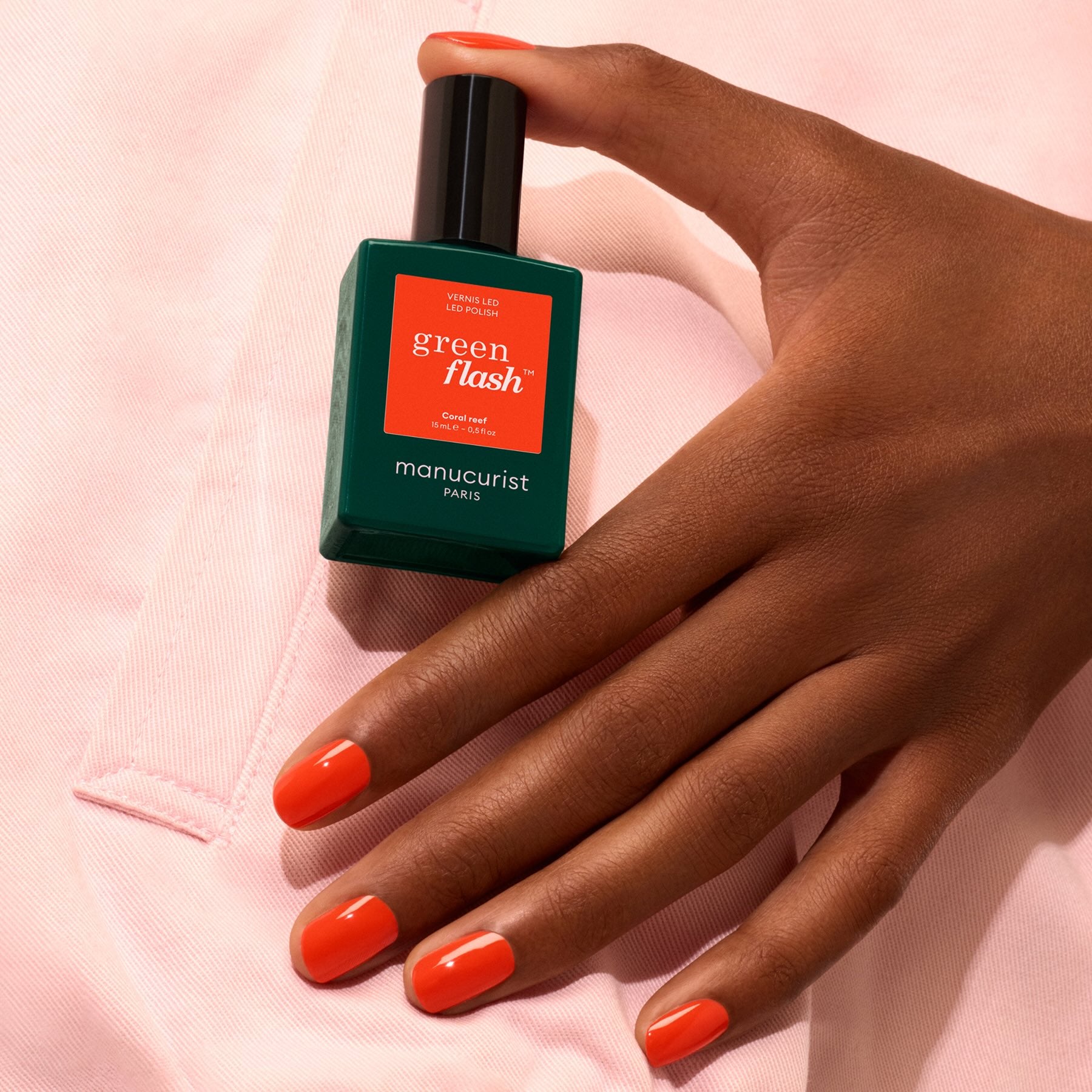 Manucurist Green Flash Coral Reef vernis semi-permanent rouge orangé