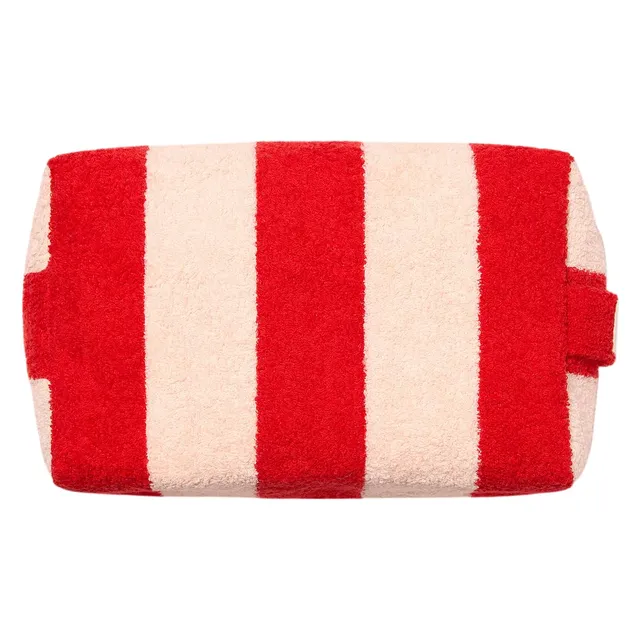 Manucurist trousse éponge rayée rose rouge coton