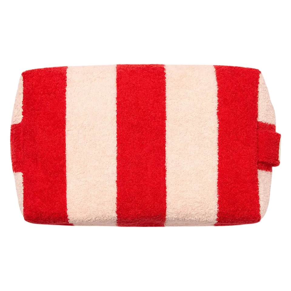 Manucurist trousse éponge rayée rose rouge coton