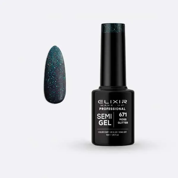 Élixir Semi Gel #671 Moss Glitter vernis semi-permanent 5ml