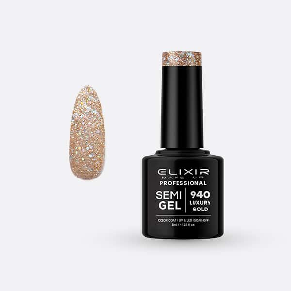 Élixir Semi Gel 940 vernis semi-permanent doré 8 ml