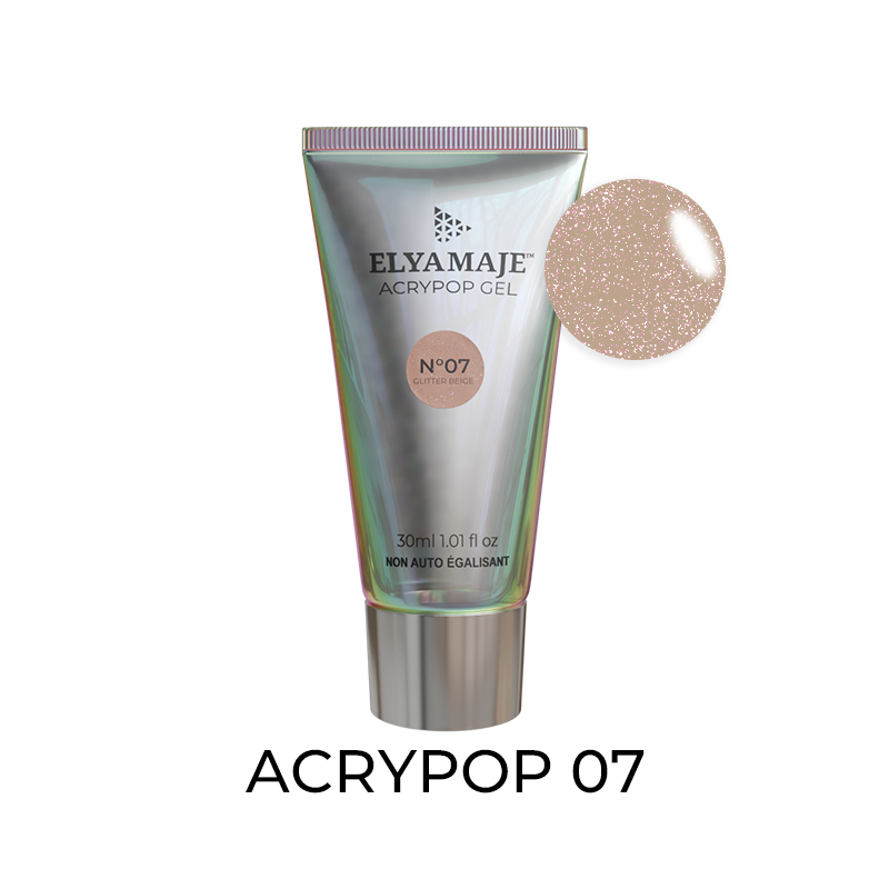 ELYAMAJE Acrypop Glitter Beige n°07 gel UV tube pailleté