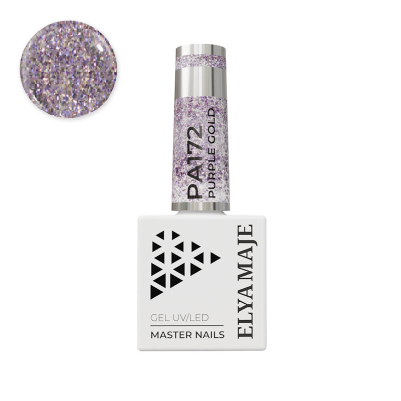 Elyamaje N°172 Purple Gold vernis semi-permanent pailleté