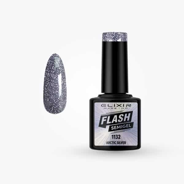 Élixir Flash Glitter 1132 Vernis Semi-Permanent Arctic Silver 8 ml