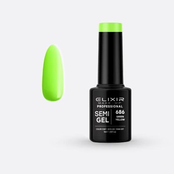 Élixir Semi Gel 686 vernis semi-permanent vert jaune 5 ml sans HEMA