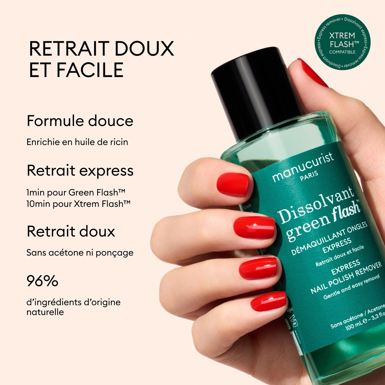 Manucurist Green Flash Dissolvant Doux dissolvant sans acétone 100 ml