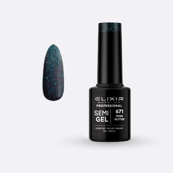 Élixir Semi Gel #671 Moss Glitter vernis semi-permanent 5ml