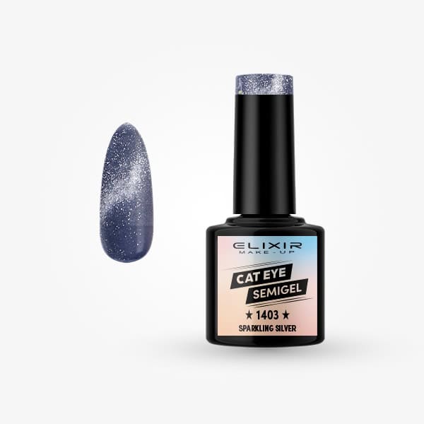 Élixir Semi Gel 1403 vernis semi-permanent argent pailleté 8 ml