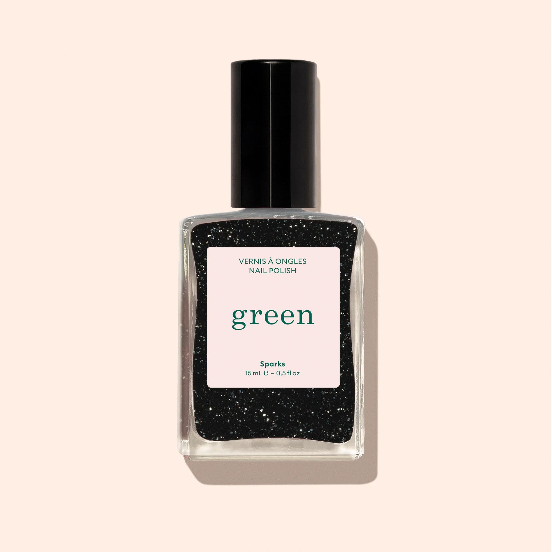Manucurist Green Sparks vernis à ongles noir pailleté argent
