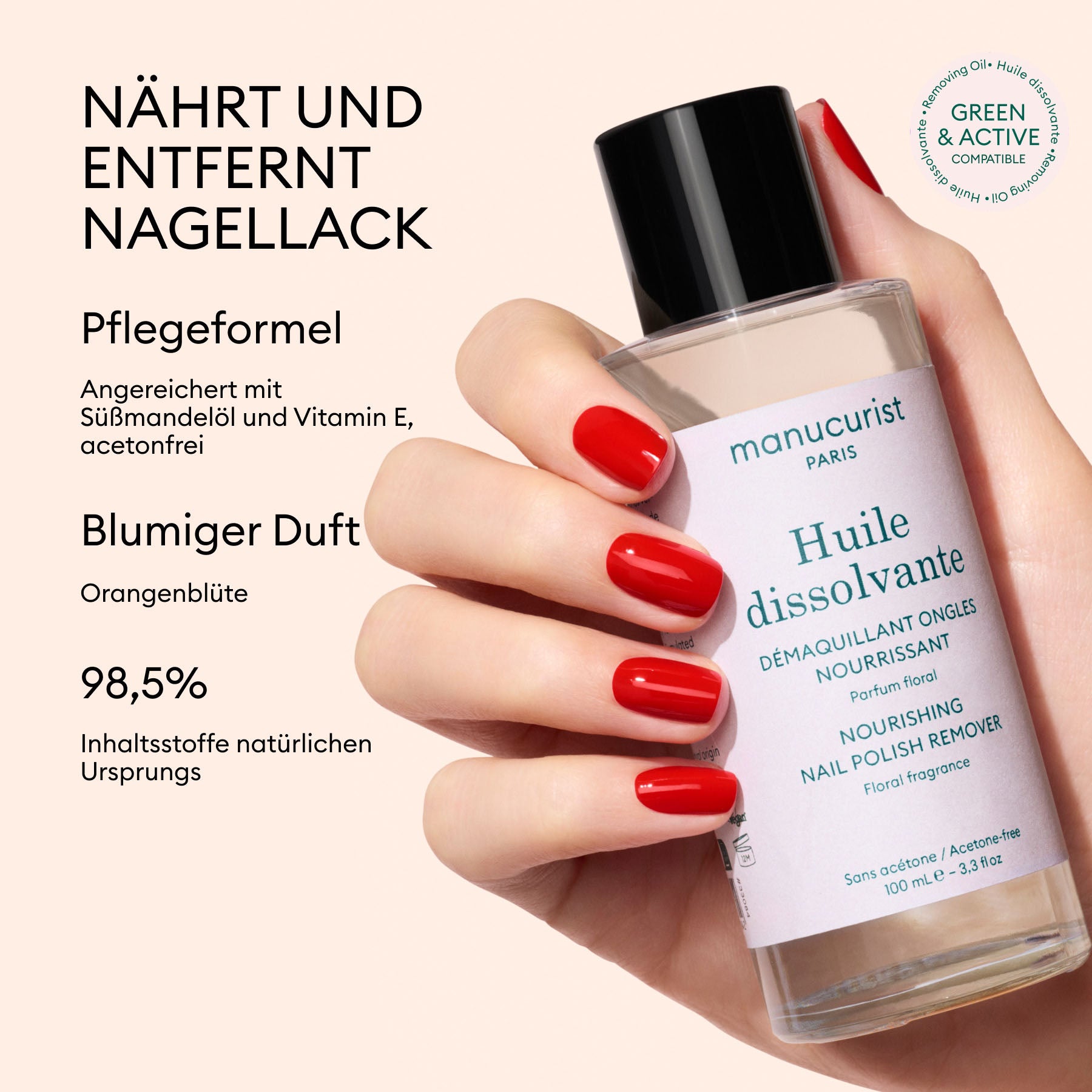 Manucurist Green Huile Dissolvante dissolvant 100 ml sans acétone