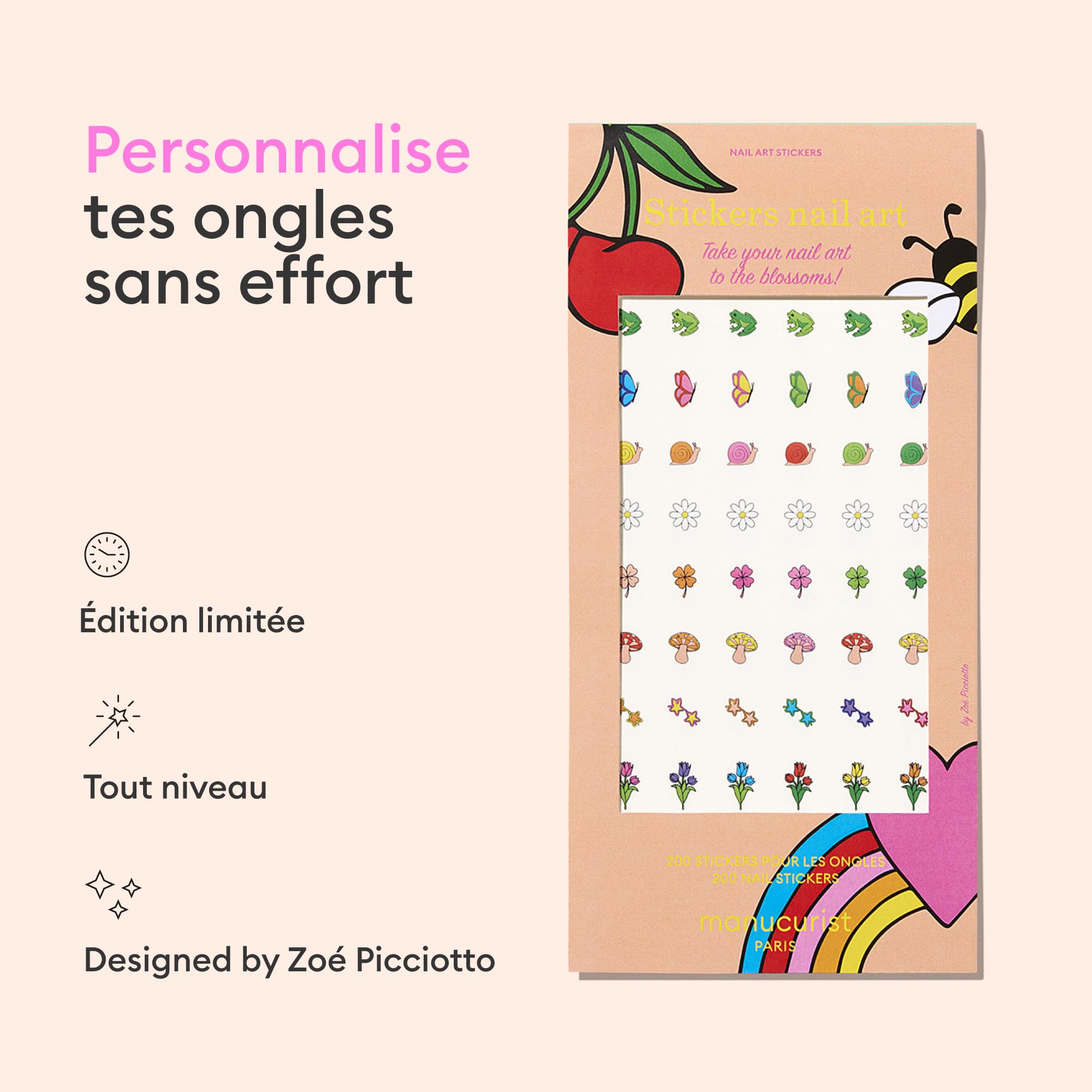 Manucurist Nail Art Été stickers ongles 3 feuilles colorés