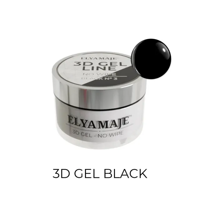 Elyamaje 3D Gel Black N°3 gel nail art noir